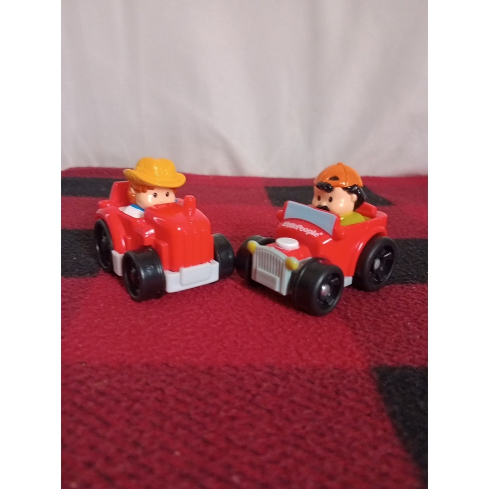 Fisher Price Little People WHEELIES LOT of 2 Cars - Farmer And Roadster